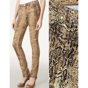 Tory Burch Snakeskin Python Print Super Skinny Jeans Women Size 26 35" TALL LONG